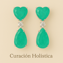 Side-by-side Paraiba earrings with white zircon connectors