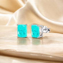 Exclusive Handmade Paraiba Tourmaline Studs - 925 Sterling Silver - 8x6mm Emerald Cut