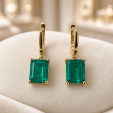 Handmade Nano Emerald Statement Earrings | 8x10mm Emerald Cut | 18K Gold Plated Sterling Silver | Hypoallergenic Limited Edition Spanish Craftsmanship