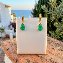 Parure Collier et Boucles d'Oreilles de Luxe Goutte d'Émeraude Nano – Bijoux Espagnols Faits Main en Édition Limitée en Argent Sterling Plaqué Or 18K sans Nickel par Curación Holística
