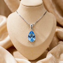 Aquamarine Sterling Silver Teardrop Necklace | Boho Statement Jewelry | Healing Crystal Pendant | Exclusive Modern Elegance | Free Shipping