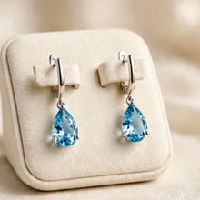 Aquamarine Teardrop Earrings – Sterling Silver | Boho Elegance Handmade in Spain