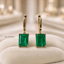 Handmade Nano Emerald Statement Earrings | 8x10mm Emerald Cut | 18K Gold Plated Sterling Silver | Hypoallergenic Limited Edition Spanish Craftsmanship