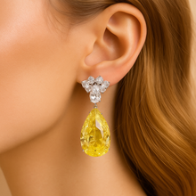 “Italian statement citrine earrings in sterling silver on model ear