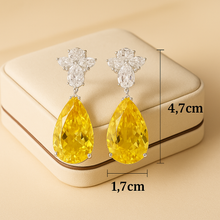 Matching citrine earrings showing stone clarity and craftsmanship” with measurements