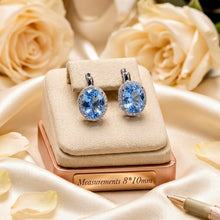 Exclusive Handmade Blue Topaz Earrings 8x10mm – Sterling Silver 925 – Luxury Statement Jewelry for Women