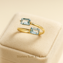 Celestial Calm: Natural Aquamarine Adjustable Ring in Gold-Plated Sterling Silver – Handmade Statement of Elegance & Healing” - Curacíon Holística