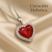 Boho Ruby Heart Necklace | Sterling Silver Statement Jewelry | Curación Holistica - Curacíon Holística