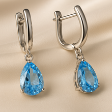 Aquamarine Teardrop Earrings – Sterling Silver | Boho Elegance Handmade in Spain - curacionholistica