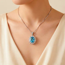 Exclusive Blue Topaz & White Quartz Sterling Silver Necklace | Handmade Limited Edition Statement Pendant by Curación Holistica | Spanish Craftsmanship 925 Silver Jewelry