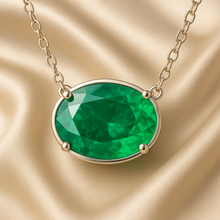 Nano emerald statement necklace in sterling silver on cream satin display