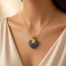 Exclusive Handmade Blue Topaz Heart Statement Necklace | 18K Gold Plated Sterling Silver | Nickel-Free | Spanish Craftsmanship by Curación Holistica – Limited Edition