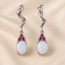 Celestial Muse” — Handmade White Opal and Ruby Artistic Earrings in Sterling Silver | Exclusive Healing Jewelry - Curacíon Holística
