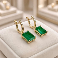 Handmade Nano Emerald Statement Earrings | 8x10mm Emerald Cut | 18K Gold Plated Sterling Silver | Hypoallergenic Limited Edition Spanish Craftsmanship