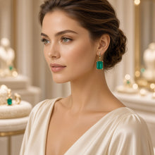 Handmade Nano Emerald Statement Earrings | 8x10mm Emerald Cut | 18K Gold Plated Sterling Silver | Hypoallergenic Limited Edition Spanish Craftsmanship