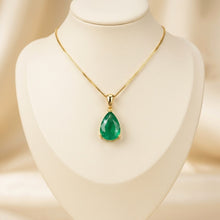 Exquisite Limited Edition Nano Emerald Teardrop Necklace in 18K Gold Plated Nickel-Free Sterling Silver – Handmade Spanish Statement Jewelry by Curación Holística | Holistic Healing Pendant