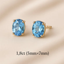 •	Close-Up of Handmade Aquamarine Stud Earrings with Gold Finish