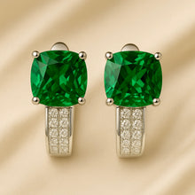 Elegant nano-emerald cushion earrings handmade in Spain