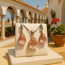 Fine Morganite earrings and necklace for women