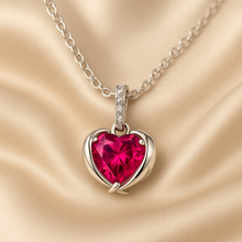 Ruby Heart Pendant Necklace with Delicate Silver Chain
