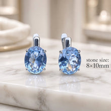 Exquisite Handmade Aquamarine Statement Earrings | 8×10mm Oval Sterling Silver, Hypoallergenic | Limited Edition Spanish Craftsmanship