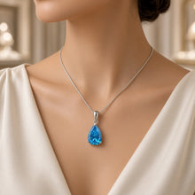 Exquisite Handmade Teardrop Blue Topaz Statement Necklace | 20×8mm Pear Sterling Silver, Hypoallergenic | Limited Edition Spanish Craftsmanship