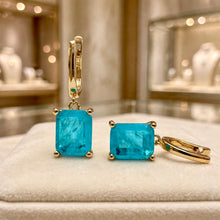 Handmade Paraiba Tourmaline Statement Earrings | Sterling Silver 18K Gold Plated Hypoallergenic | Spanish Artisan Limited Edition