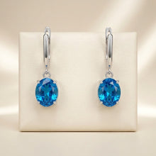 Royal Blue Topaz Dangle Earrings 925 Sterling Silver Handcrafted in Spain
