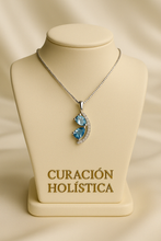Elegant Aquamarine & London Blue Topaz Pendant | Sterling Silver Necklace with White Quartz | Boho Luxe Statement Jewelry - Curacíon Holística