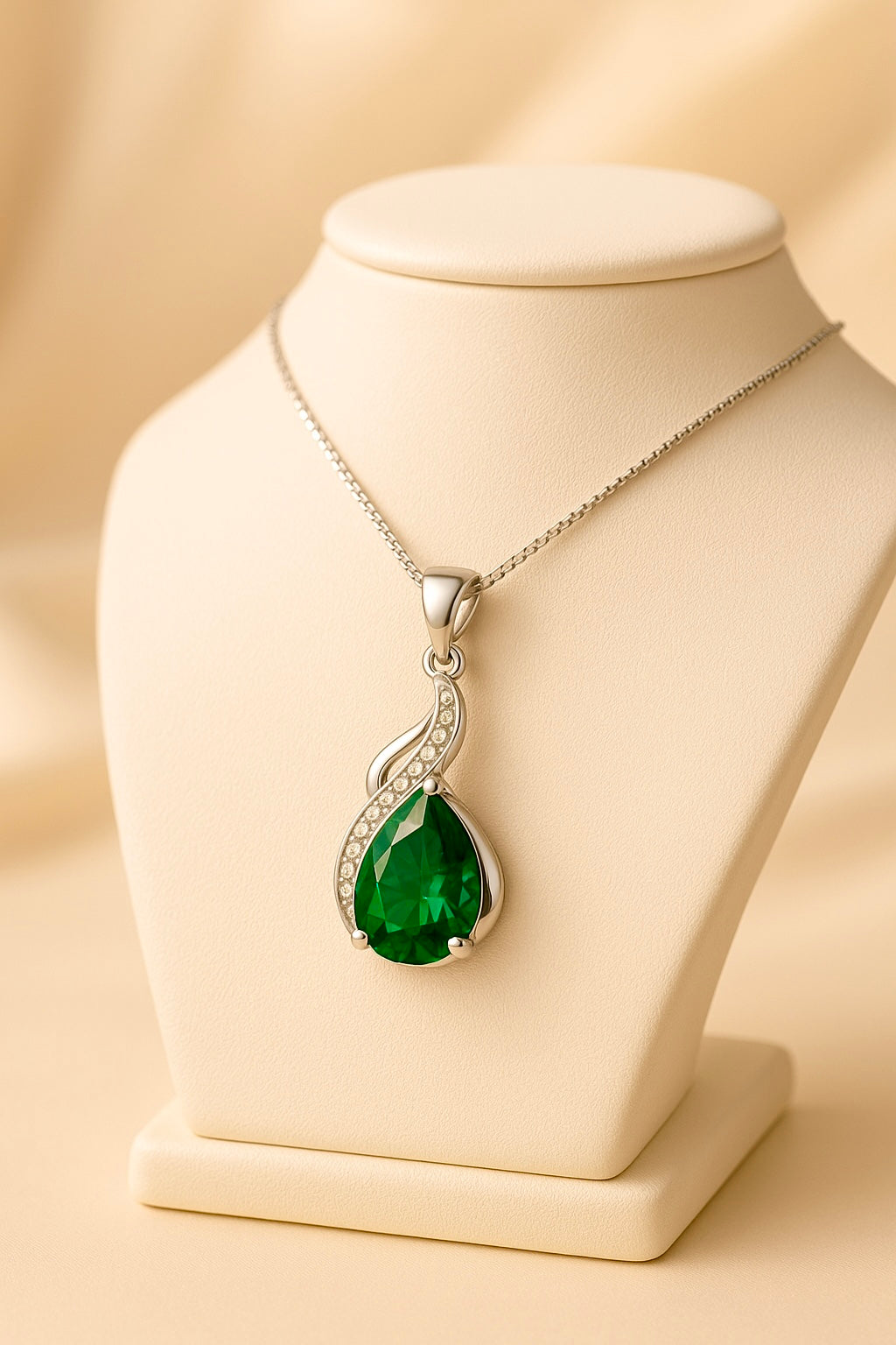 Exclusive Sterling Silver Green Gemstone Necklace by Curación Holística