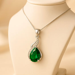 Exclusive Sterling Silver Green Gemstone Necklace by Curación Holística