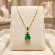 Exquisito Collar de Lágrima de Esmeralda Nano de Edición Limitada en Plata de Ley sin Níquel Chapada en Oro de 18K – Joyería Artesanal Española por Curación Holística | Colgante de Sanación Holística