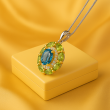 Handmade Peridot & Swiss Blue Topaz Necklace – 925 Sterling Silver Statement Pendant – Exclusive Healing Jewelry - Curacíon Holística