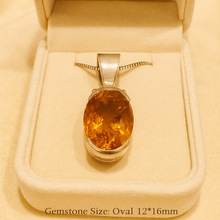 Sterling silver necklace featuring golden yellow citrine stone