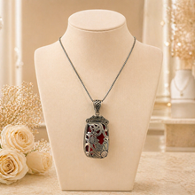 Handmade Tibetan Ruby Necklace 925 Silver – Phoenix & Lotus Symbol Back – Spiritual Protection, One of a Kind, Artisan Jewelry