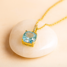 Sterling silver aquamarine necklace with white quartz accents