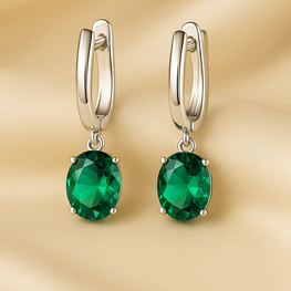 Handmade nano-emerald drop earrings sterling silver luxury background