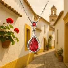 Elegant Ruby Teardrop Necklace – Boho Luxe Statement Jewelry | Sterling Silver Gold Plated | Curación Holística - Curacíon Holística