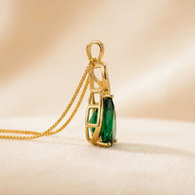 Exquisite Handmade 14K Gold Plated Nano Emerald Pear Pendant Necklace
