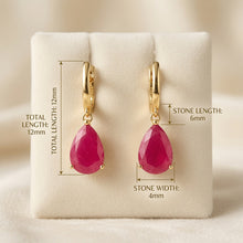 Pendientes hechos a mano Ruby Rose en forma de lágrima bañados en oro de 18K de plata de ley 925 | Edición Limitada Curación Holística | Artesanía Española