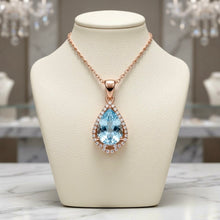Collar exclusivo con lágrima de aguamarina | Plata de ley 925 bañada en oro rosa sin níquel | Joyería artesanal española de edición limitada por Curación Holística