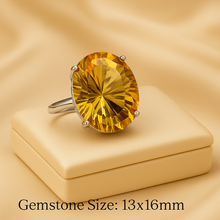 Macro shot highlighting radiant cut details of 13×16 mm Brazilian citrine.”