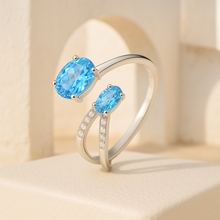 Close-up of boho style handmade ring with white quartz accents