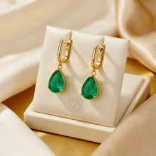 Parure Collier et Boucles d'Oreilles de Luxe Goutte d'Émeraude Nano – Bijoux Espagnols Faits Main en Édition Limitée en Argent Sterling Plaqué Or 18K sans Nickel par Curación Holística