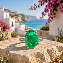 Exclusive Nano Emerald & White Quartz Statement Ring | Nickel-Free 925 Sterling Silver | Curación Holistica