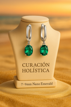 Handmade Nano-Emerald Drop Earrings in Sterling Silver | Curación Holística Exclusive Artisan Jewelry - Curacíon Holística