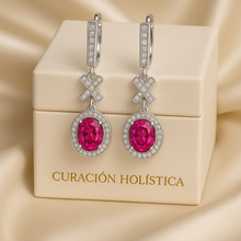 Elegant Boho Luxe Ruby Rose & White Quartz Earrings in Sterling Silver – Artisan Statement Jewelry with Healing Energy - Curacíon Holística