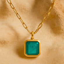 Golden Glow Paraíba Necklace – Emerald-Cut Tourmaline in Gold-Plated Sterling Silver | Curación Holística Exclusive | Healing Gemstone Jewelry. - Curacíon Holística