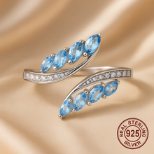 Elegant Aquamarine Open Ring in Sterling Silver – Handmade Healing Jewelry | Curación Holística - Curacíon Holística
