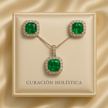 Curación Holística exclusive jewelry set with heart chakra symbolism